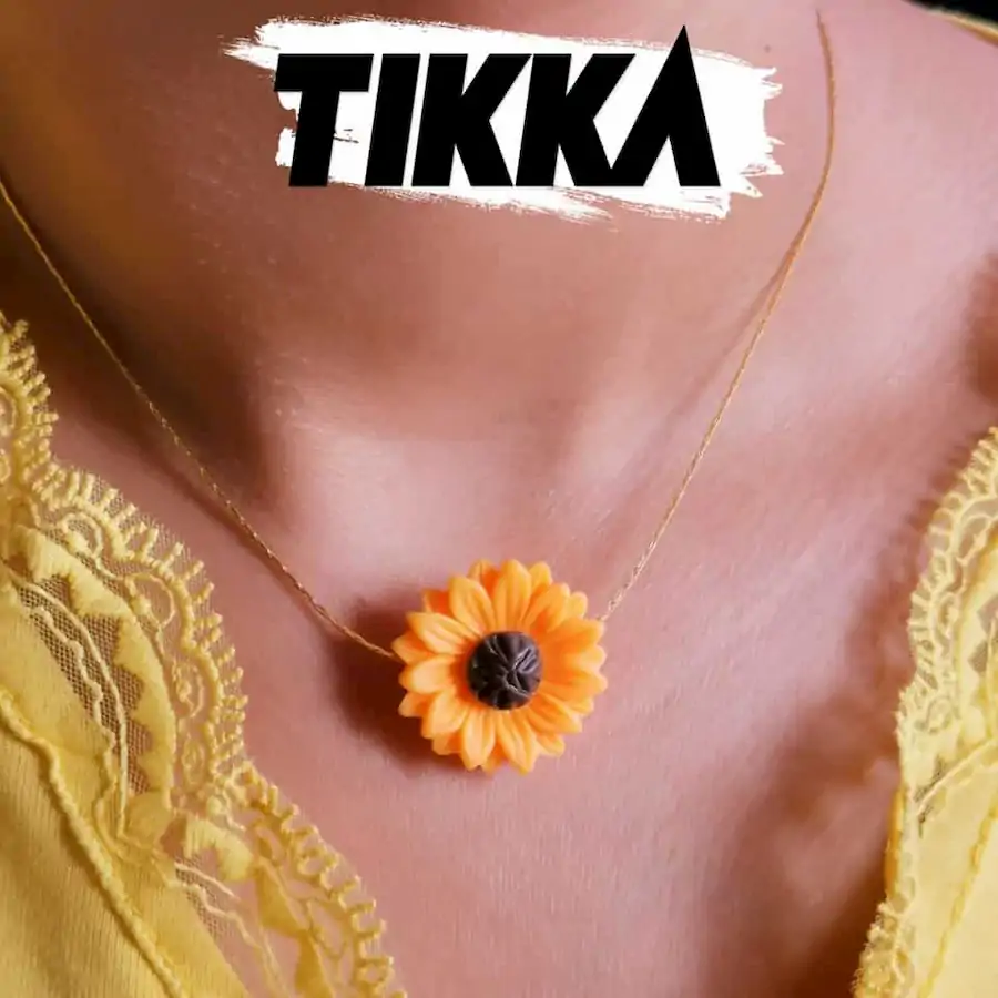 Collar de girasol con cadena dorada : Tikka Shop