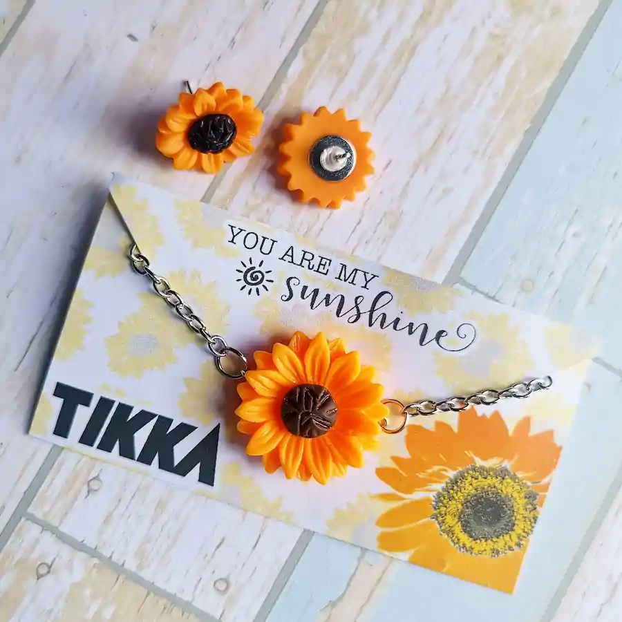 Set de aretes y collar de girasol : Tikka Shop