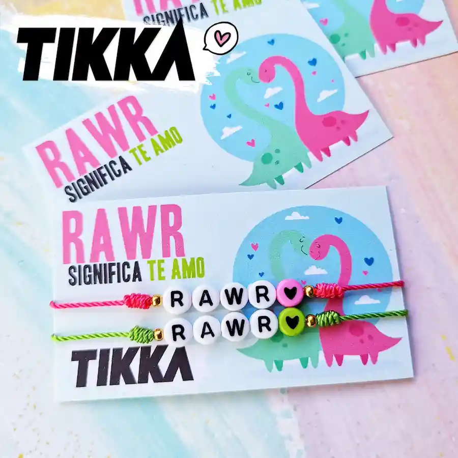 Incluye 2 piezas] - Pulseras corredizas RAWR - te amo! en dinosaurio :  Tikka Shop