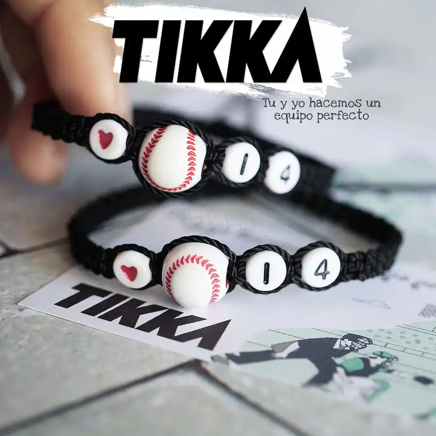 Incluye 2 piezas] - Pulseras de beisbol tejidas con numeracion - Tu y yo hacemos un equipo : Tikka Shop