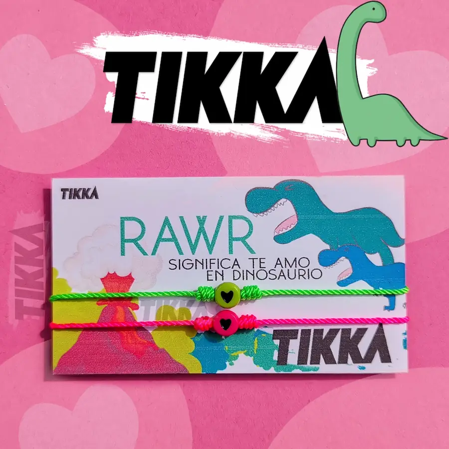 Incluye 2 piezas] – Pulseras RAWR dinosaurios - Significa Te Amo en  dinosaurio : Tikka Shop