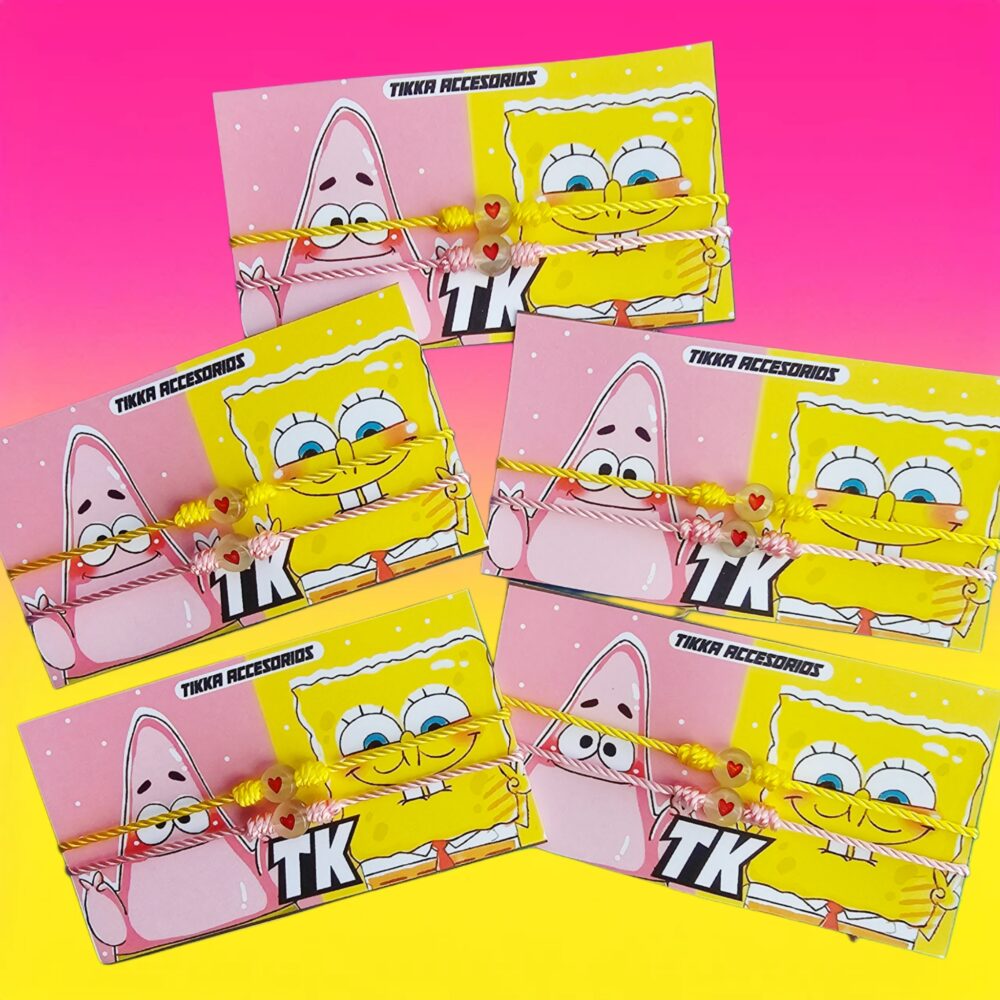 5 paquetitos de dúos de Bob esponja y patricio